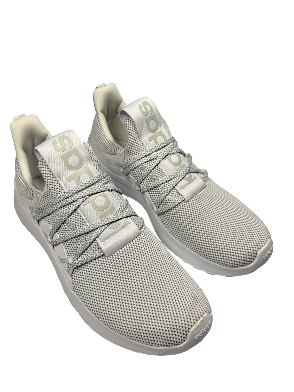 adidas Mens 11.5 Cloudfoam Gray White Knit Running Walking Sneakers HP6466